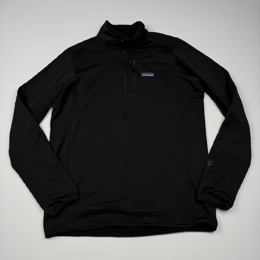 Patagonia R1 Pullover Mens Medium Black 1/4 Zip Polartec Fleece Hiking Top